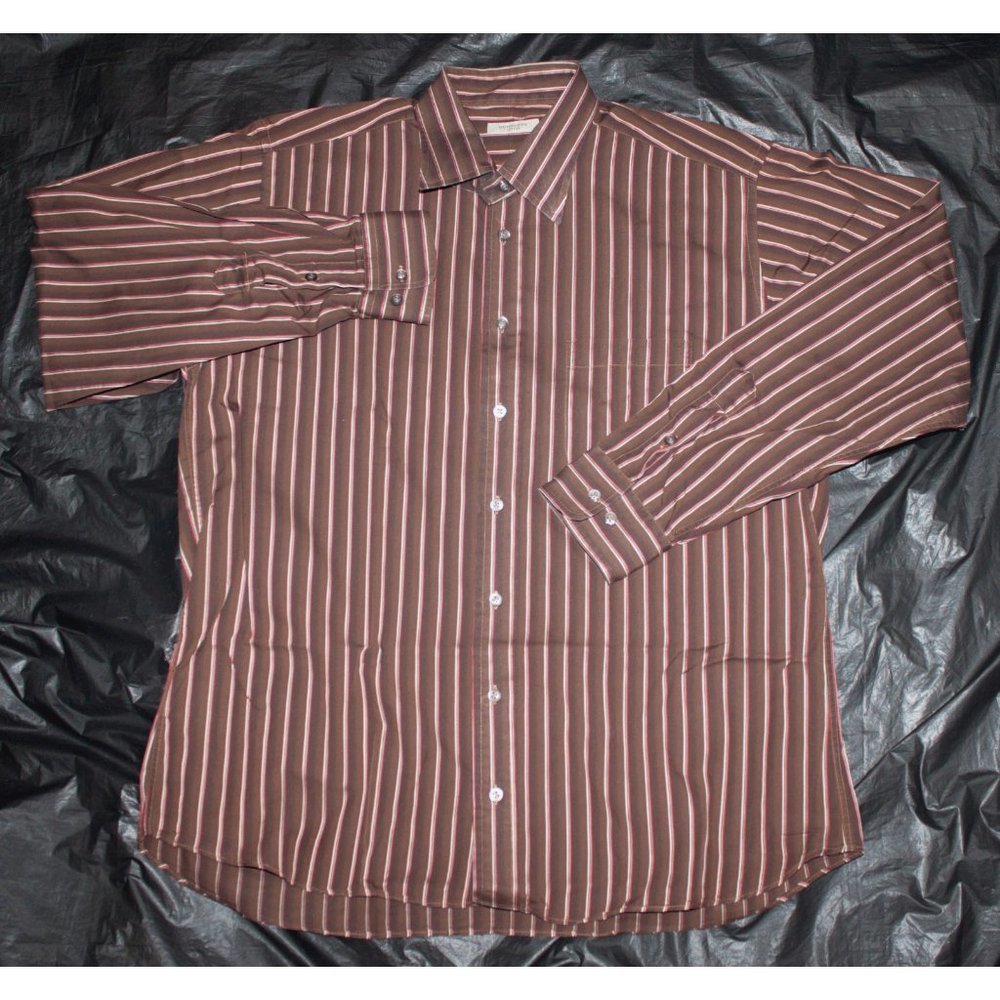 Burberry London Mens Long Sleeve Button Front Striped Shirt Size Large
